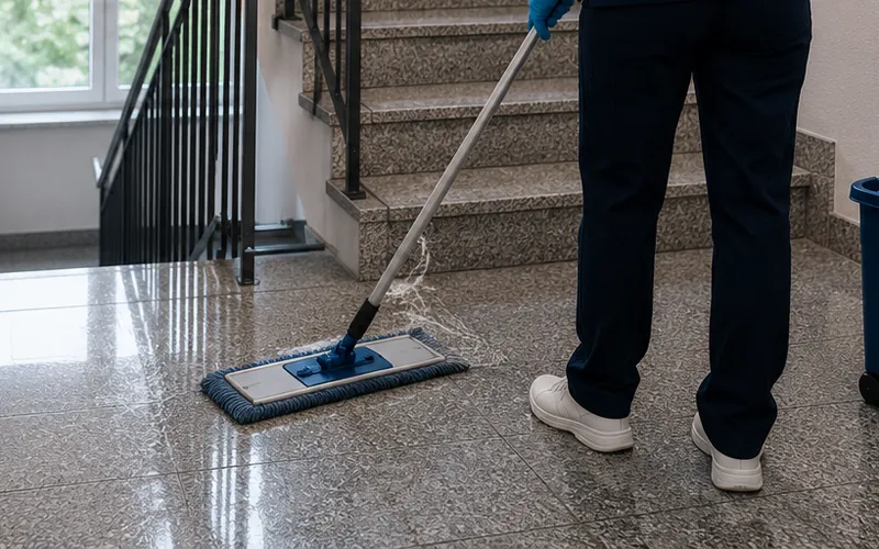 Grundreinigung in Minden – intensiv gereinigter, glänzender Steinboden