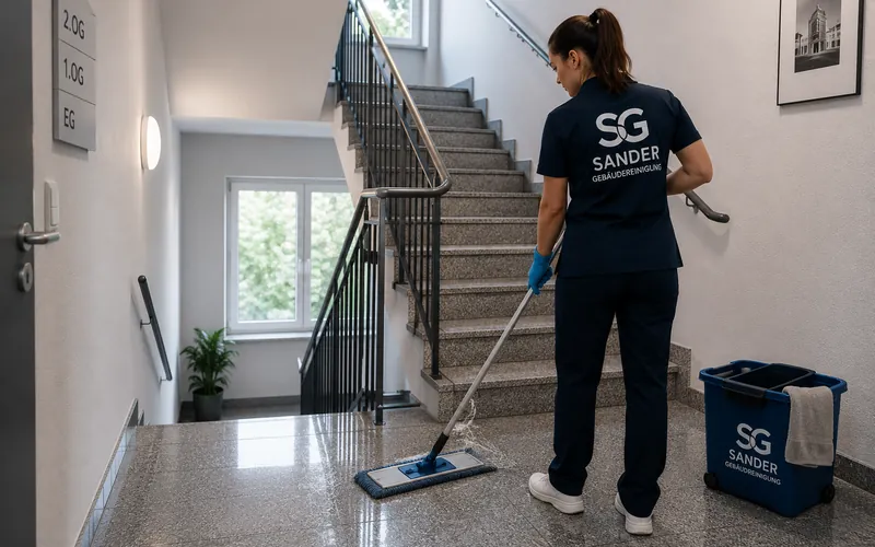 Treppenhausreinigung in Minden – Wischen der Stufen und Podeste